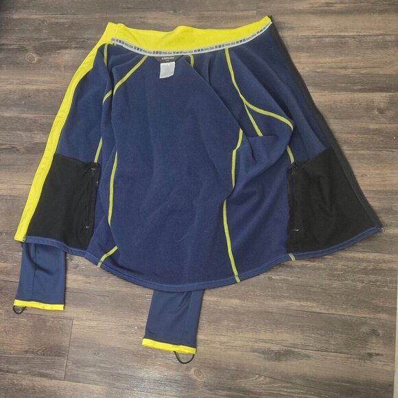 Pearl Izumi Full Zip Fleece Jacket Blue w/ Yellow Trim Size Large - Picture 3 of 6